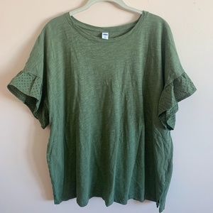 Old Navy Green Tee with Eyelet Sleeves